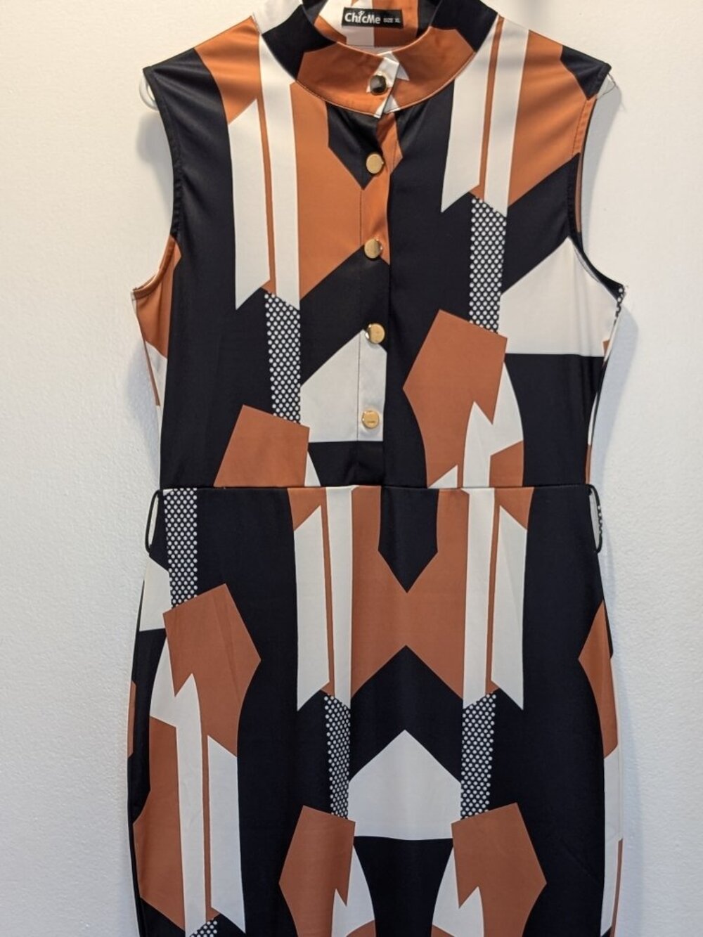 ChicMe Geometric Colorblock Print Womens Summer Dress XL